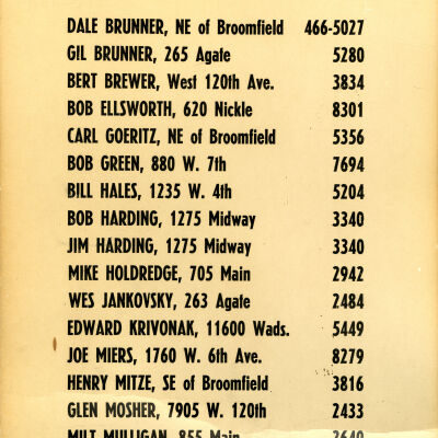 Broomfield Fire Station Volunteer Fireman Roster