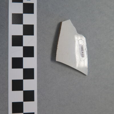 Back of saucer fragment.: Origsize: 1.25" (w) x 2.25" (l; Origformat: Artifact