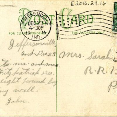 "To Wish You A Happy New Year" postcard, back, 1923: Origsize: 3.5" x 5.5"; Origformat: Postcard; Resolution: 925dpi