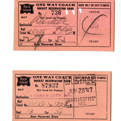 Chicago, Rock Island and Pacific Railway One Way Coach Tickets