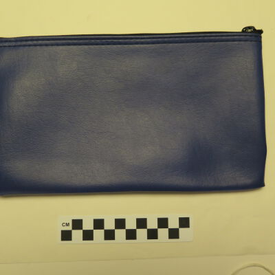 Back of money bag.: Origsize: 10" (w) x 5.5" (l); Origformat: Artifact