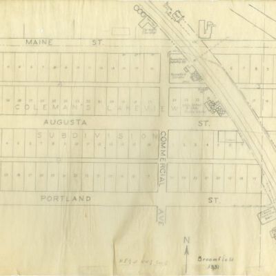 Traced copy of Colorado and Southern Broomfield Map, circa 1931: Origsize: 12" x 17"; Origformat: Paper; Resolution: 300dpi