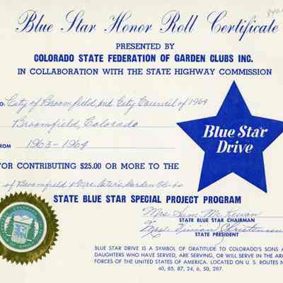 Blue Star Honor Roll Certificate