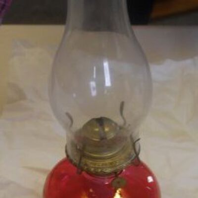 Lamp with chimney: Origsize: 13" (h) x 5" (d); Origformat: Artifact