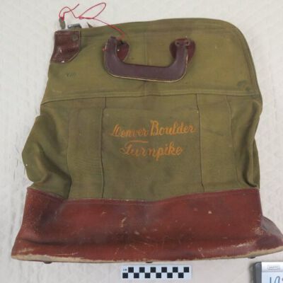 Denver-Boulder Turnpike Money Bag - Front: Origformat: Artifact; Resolution: 300dpi