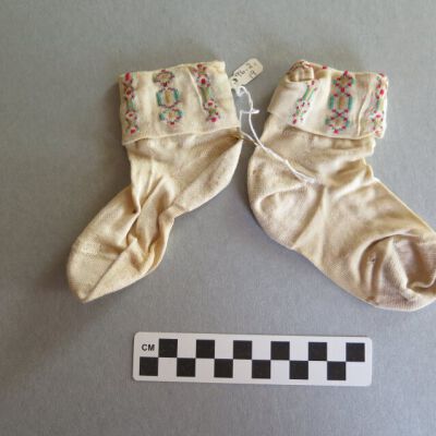 Socks: Origsize: 1" (h) x 6" (w) x 2"; Origformat: Artifact