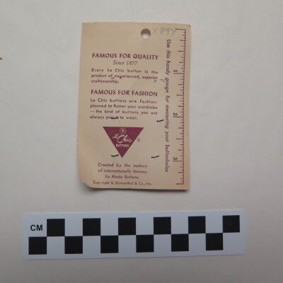 Back of card.: Origsize: 2.5" (w) x 4" (l); Origformat: Artifact