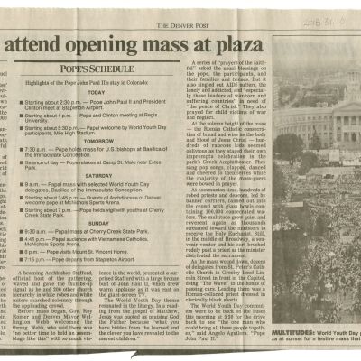 The Denver Post, 100,000 attend opening mass at plaza