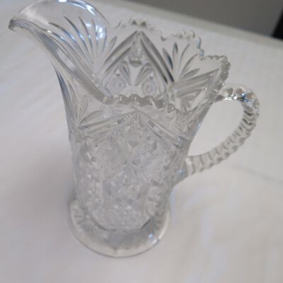 Side of pitcher: Origsize: 7.5" (h) x 7" (w) x; Origformat: Artifact