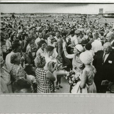 Mamie Doud Eisenhower Greeting Crowd at Library Dedication
