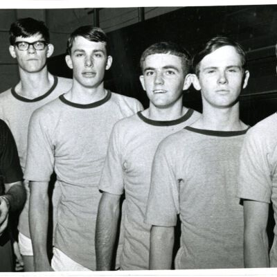 Broomfield Eagles High School Basketball - coach and five players