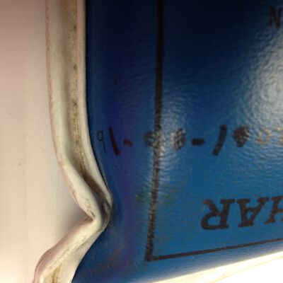 Number on chair pad.: Origsize: 14.5" (w) x 14.5" (l; Origformat: Artifact