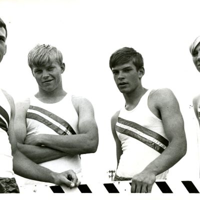 Four members of Broomfield High School Mile Relay Team
