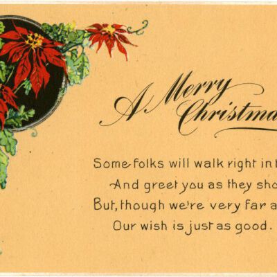 "A Merry Christmas" postcard, front, 1928: Origsize: 3.5" x 5.5"; Origformat: Postcard; Resolution: 925dpi