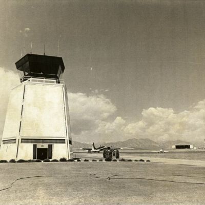 Control tower at Jefferson County Airport, circa 1970: Origsize: 8" x 10"; Origformat: Print-Photographic; Resolution: 500dpi