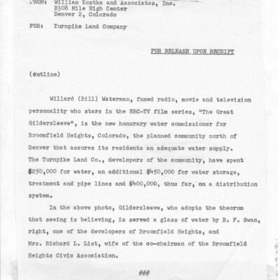 Willard "Bill" Waterman, B.F. Swan, and Mrs. Richard L. List -Back