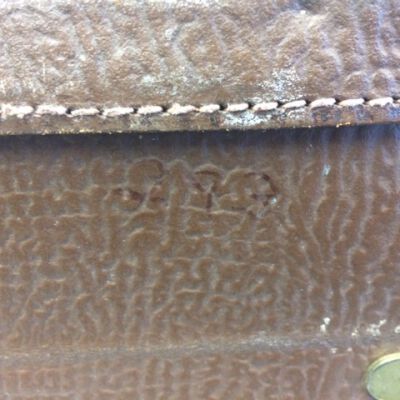 Number on right side of the bottom of the suitcase: Origsize: 14.5" (h) x 25" (w); Origformat: Artifact
