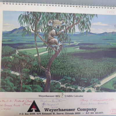 Weyerhaeuser Company 1972 Wildlife Calendar