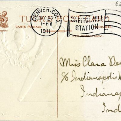 Back of Christmas postcard, 1911: Origsize: 3.5" x 5.5"; Origformat: Postcard; Resolution: 925dpi
