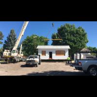 Honey House Being Moved Onto Its New Foundation