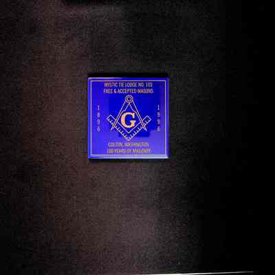 Tile Coaster: "Mystic Tie Lodge No. 103/Free&Accepted Masons/Colton, Washington/100 Years of Masonry/1896-1996"