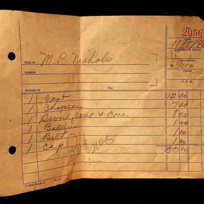 Receipt: "M.R. Nichols" For one Knights Templar Uniform (1948)