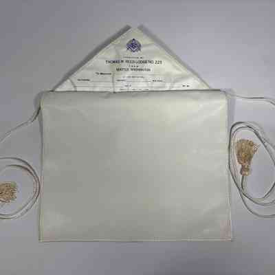 Apron: White apron, blank. Thomas M. Reed Lodge No. 255, c. 1999