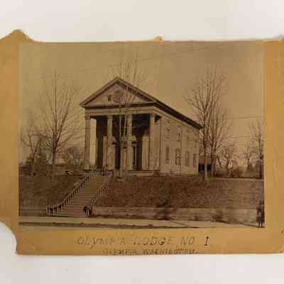 Photograph: First Lodge building built in Olympia, Washington, for Olympia Lodge No. 1 (1853-1911)
