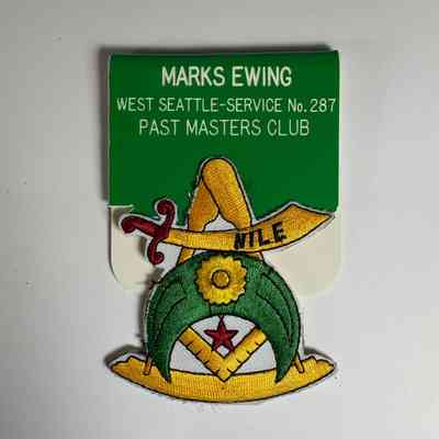 Name Tag: "Marks Ewing/West Seattle-Service No. 287/ Past Masters Club" Late 20th Century.