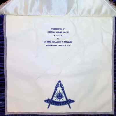 William Thomas Malloy Past Master Apron