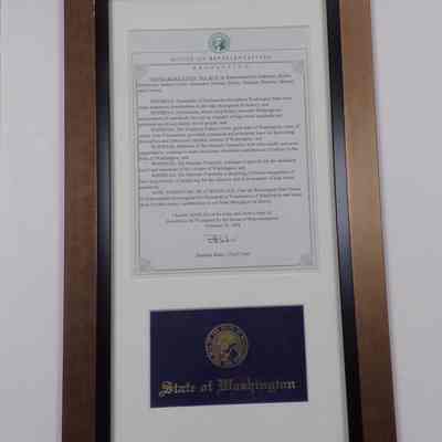 Proclamation: Framed. From the Washington State House of Representatives Resolution 4679 (2008)
