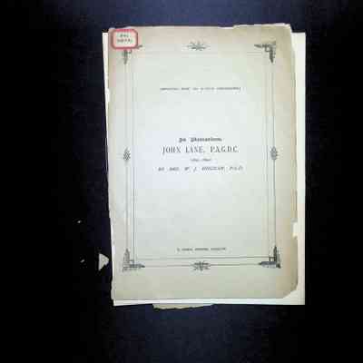 Pamphlet: In Memoriam. John Lane, P.A.G.D.C.(1899)