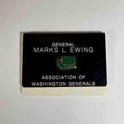 Name Tag: Black with white lettering. "General Marks L. Ewing/Association of Washington Generals" Late 20th Century.