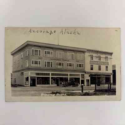 Postcard: Masonic Temple in Anchorage Alaska (c. 1920s)