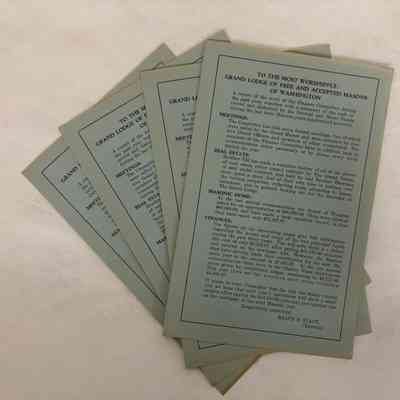 4 Pamphlets: 4 (Four) Pamphlets containing financial reports for the Grand Lodge of Washington, (1934)