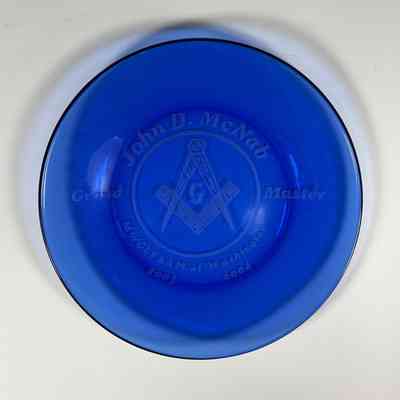 Plate: Blue glass. Past Grand Master John McNab (2004)