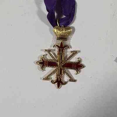Jewel: Red Cross of Constantine Third Degree Prince Mason Breast Jewel and sash. circa Mid-20th Century.