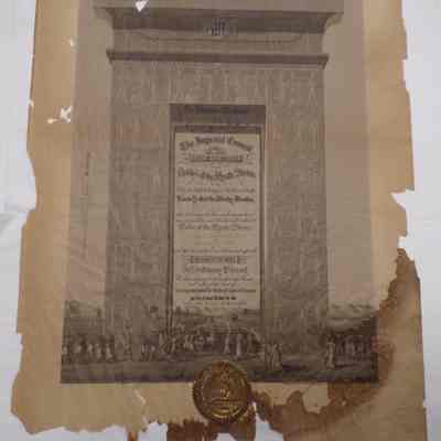 Certificate: Presented to Horace Tyler from Medinah Temple, Chicago in 1885.