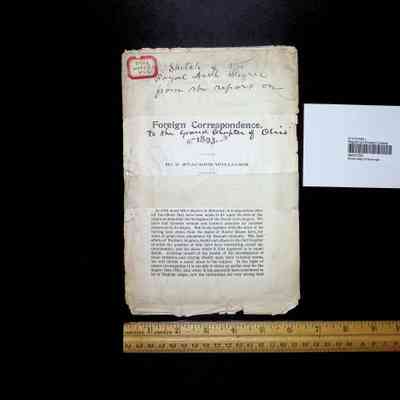Pamphlet: Foreign Correspondence to the Grand Chapter of Ohio By S. Stacker Williams (1893)