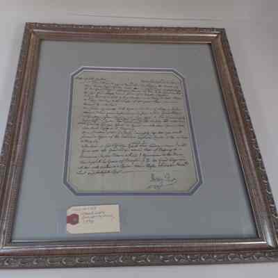 Framed Letter: from Henry Price to "Worshipful Brother" (1770)
