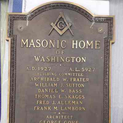 Plaque: Bronze. "Masonic Home of Washington" (1927)