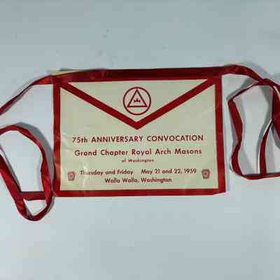 Apron: Paper. 75th Anniversary Convocation of the Grand Chapter Royal Arch Masons of Washington (1959)