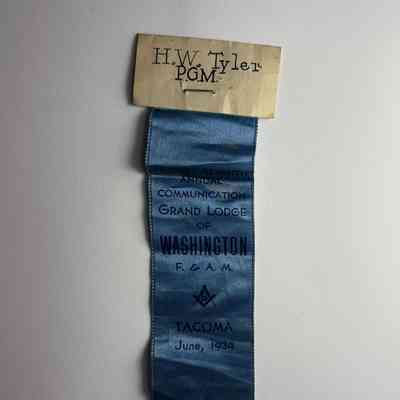 Ribbon: H.W. Tyler, P.G.M. Seventy-Seventh Annual Communication (1934)