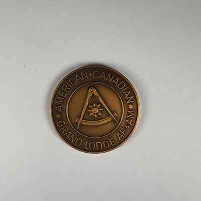 Coin: American BiCentennial Coin from the American Canadian Grand Lodge AF&AM. Belonged to PGM James O. Wood (1976)