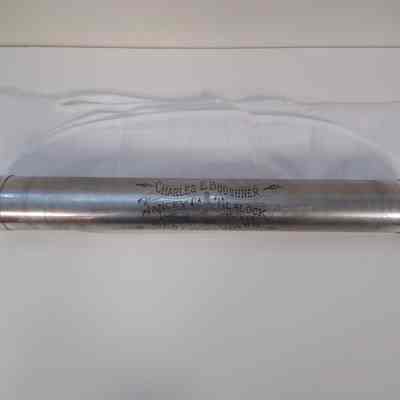 Apron Tube: Metal. Belonging to Charles E. Boughner, Yancey Blalock Lodge No. 265 Seattle WA