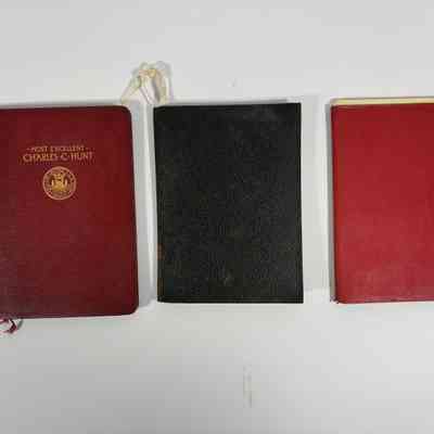 3 Books: 3 Royal Arch Honory Membership Certificates given to Charles C. Hunt of New York (1911, 1922, 1923)