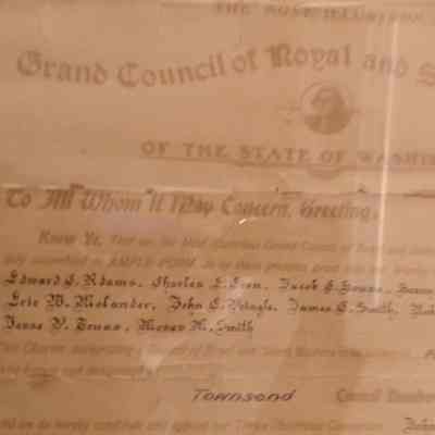 Charter: Framed. "Charter of Townsend Council #9 Royal and Select Masters." (1902)
