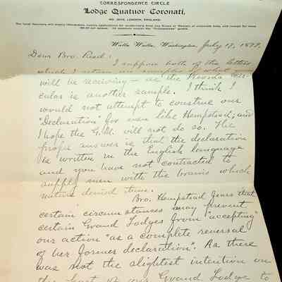 Correspondence Papers: Grand Secretary Thomas Reed