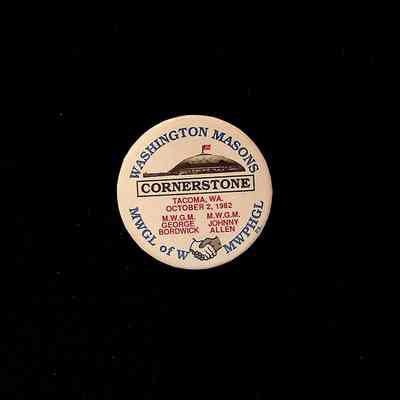 Button: Cornerstone of the Tacoma Dome laying (1982)