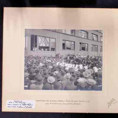 Photograph on Matboard: Laying the Cornerstone of the Federal Building at Seattle, Washington by the Grand Lodge of WA (1905)